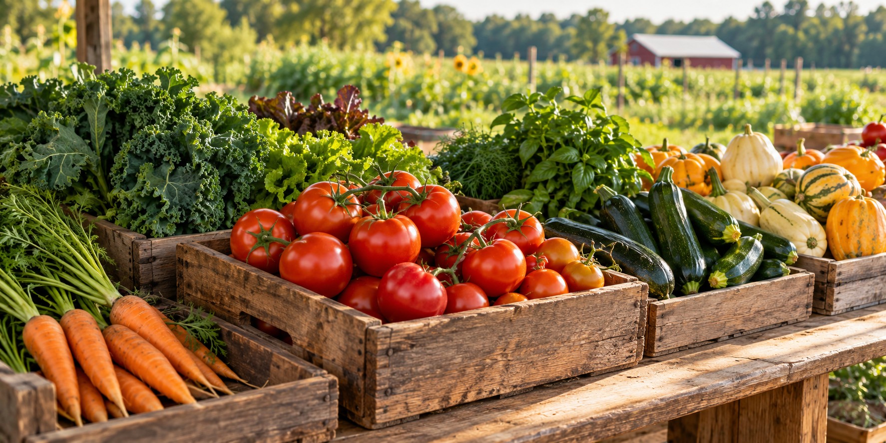 Illustrative vegetables at a local farm stand